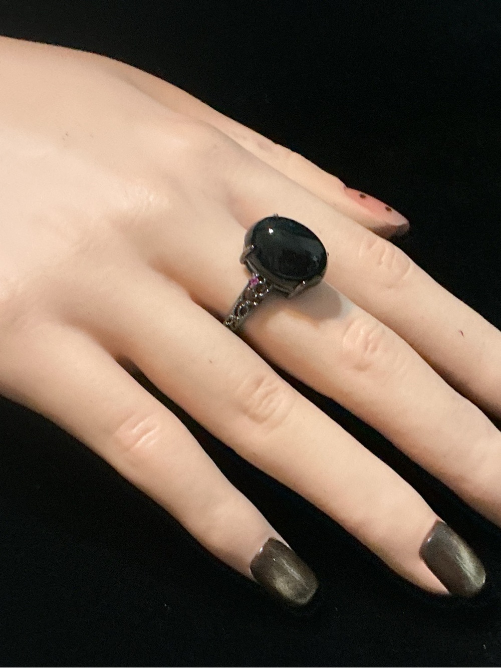 Adjust. Obsidian Ring